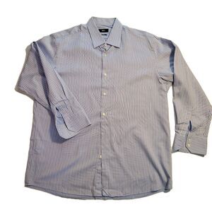 Hugo Boss Men's Shirt Blue Striped Button Up 17 34/35 Regular Long Sleeve